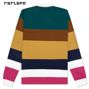 เสื้อยืดแขนยาวผ้าฝ้ายถักสำหรับฤดูร้อน ระบายอากาศได้ดี สไตล์รักบี้ พร้อมโลโก้ตัวอักษรที่อกเสื้อ แบบสั่งทำได้ สตรีทแวร์ - Product Image 4