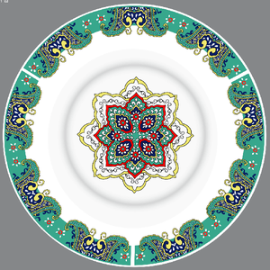 Juego de Vajilla de Porcelana Estilo Israelí con Decoración de Calcomanías Pintadas a Mano, con Cuchara, Tenedor, Cuchillo y Palillos, Diseño Alegre y Festivo - Product Image 6
