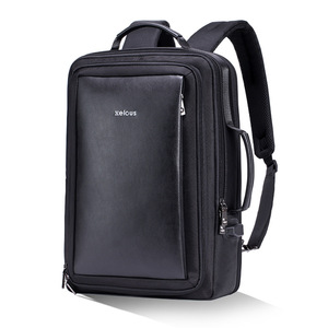Xelous Men's <b>Backpack</b> Black Genuine <b>Leather</b> Large Capacity Business Travel <b>Laptop</b> Bag Unisex Casual <b>Backpack</b> Spring 2024 - Product Image 5