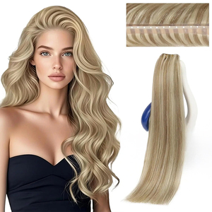 Extensions de cheveux naturels Butterfly Weft, invisibles, en PU plat avec trous, double languette, 12-24 <span class=keywords><strong>pouces</strong></span>, application Microlink, usage quotidien - Product Image 1