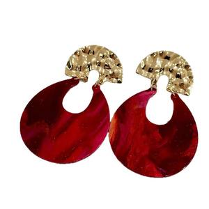 Pendientes Colgantes en Forma de U con Degradado Rojo Vintage, Chapados en Oro, Resina Acrílica, Joyería de Boda para Mujer - Product Image 4