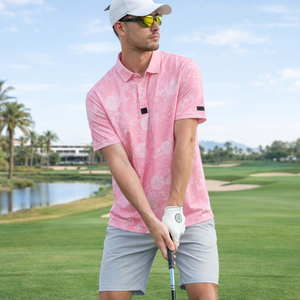 Camisetas Polo de Golf Casuales para Hombre, Sublimadas con Diseño Floral Rosa, Transpirables, de Secado Rápido, que Absorben la Humedad, Personalizables con Logotipo Bordado, OEM ODM - Product Image 1