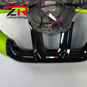 Volante in Fibra di Carbonio Nero con Display LED RPM per Lamborghini URUS HURACAN LP640 LP650 LP670 e <span class=keywords><strong>Audi</strong></span> Q5 - Product Image 3