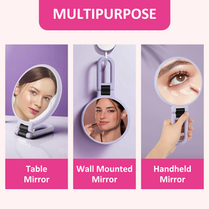 हम 1x10x समायोज्य हैंडल/स्टैंड हैंडहेल्ड फोल्डेबल यात्रा दर्पण कॉम्पैक्ट फोल्डिंग मिरर पुरुषों के लिए छोटे हाथ दर्पण - Product Image 4