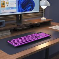 OEM ODM Large Print Backlit Wireless Keyboard 24G Silent Wireless Light Up Keyboard Full Size Computer Keyboard with 7 Colored B