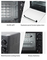 Four à convection automatique multifonctionnel électrique mécanique avec écran en verre 22L, grill, micro-ondes, friteuse à air pour un usage domestique