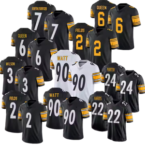 Maglie da Football Americano da Uomo Pittsburgh 90 T.<span class=keywords><strong>J</strong></span>. Watt 2 Justin Fields 14 George Pickens 8 Pickett Cucite ad Asciugatura Rapida - Product Image 1