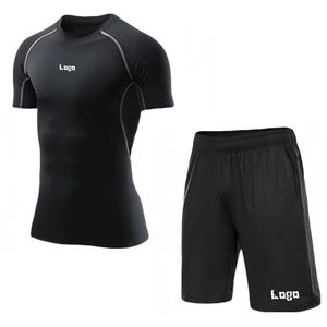 Conjunto Deportivo Personalizado de <span class=keywords><strong>2</strong></span> Piezas para Hombre, Camiseta y Pantalones Cortos o Largos de Compresión, Secado Rápido, Ajustado, para Gimnasio, Running y Entrenamiento - Product Image 2
