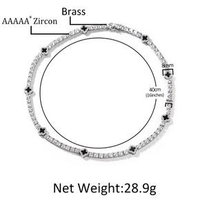 Collar de Tenis UWIN Mini Trébol Rosa Bañado en Oro con Trébol de 4 Hojas de 4mm y Diamantes Simulados, Cadena de Tenis, Joyería de Moda - Product Image 3