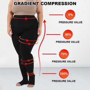 Collants de compression élastiques en nylon et spandex tricotés, motif uni, à bout fermé/ouvert, pour femme, usage quotidien, pour varices - Product Image 5