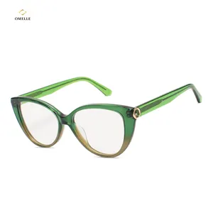 Omelle Italy Designer Fashionable Colorful Big Acetate Cat Eye Optical Frames Mazzucchelli Eyeglasses Spectacle Frame