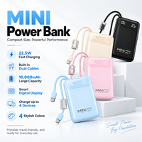 HYTO 10000mAh 22,5W Schnellladungs-Powerbank 20000mAh mit Eingebauten Doppelkabeln PD20W Tragbares Ladegerät mit Digitalanzeige