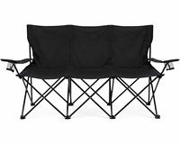 Chaise de camping pliante NBT Outdoor pour 3 personnes, banc extérieur triple avec porte-gobelets doubles, chaise de camping pliable 3 places