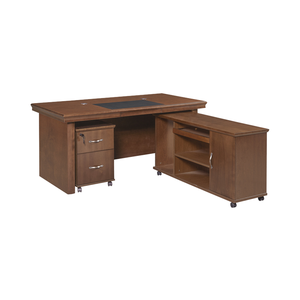 Escritorio de oficina minimalista moderno para una sola persona Panel de acero inoxidable y madera para uso del personal - Product Image 1