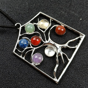 Pendentif décoratif en quartz pour arbre de <span class=keywords><strong>vie</strong></span>, <span class=keywords><strong>7</strong></span> pièces, sculpté à la main, cristal, chakra - Product Image 3