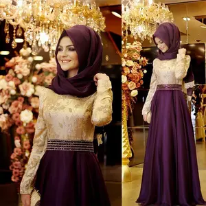 紫色正装晚礼服长袍头巾穆斯林民族服装