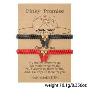 Pinky Promise Butterfly Pendant Handmade Woven <b>Bracelet</b> For Women Gift Jewelry Unisex Fashion String <b>Bracelet</b> - Product Image 3