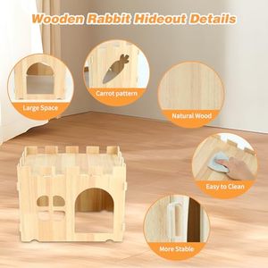 <span class=keywords><strong>Casa</strong></span> de Madera para Conejos y Escondite, Castillo para Conejos, Desmontable, Juguete para Animales Pequeños, Escondite para Conejos, Accesorios para Jaulas - Product Image 4
