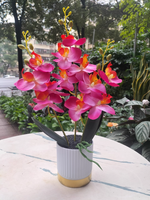 Mini orchidée artificielle Phalaenopsis à cinq fleurs en pot unique, faite à la main, en forme de boule, fleurs décoratives de Noël