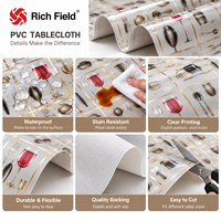 Rouleaux de nappes en PVC imprimées imperméables en gros, design personnalisé, faciles à nettoyer, housses de table en plastique pour cuisine et salle à manger