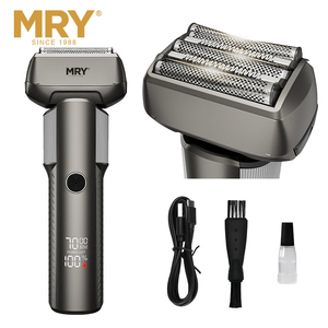 <span class=keywords><strong>Afeitadora</strong></span> Eléctrica de Lámina para Hombre MRY, Dos Cabezales Intercambiables, Segura para la Piel, USB-C Inalámbrico, Recortadora de Barba de Cuatro Cuchillas - Product Image 1