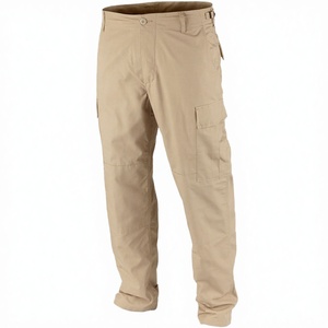 Pantalon cargo pour homme en coton couleur kaki, avec poches latérales, taille mi-haute, fermeture à bouton avec logo, imprimé numérique, vintage, imperméable - Product Image 2