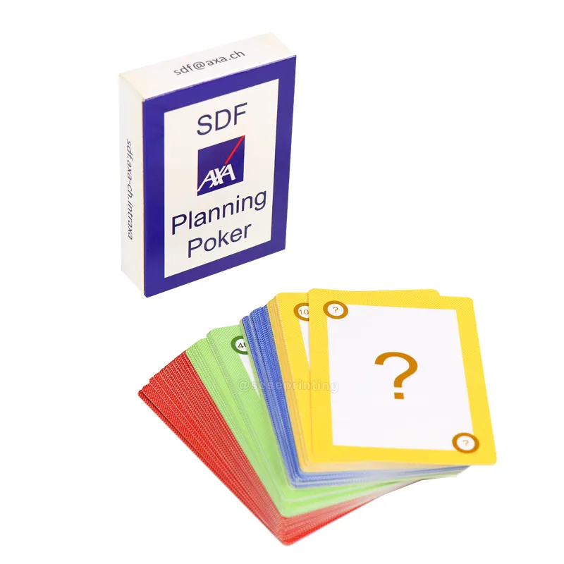 Jeu de cartes de poker de planification recto et verso en couleur personnalisé Carte imprimée personnalisée et boîte à plis