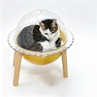 Lit pour chat OEM en forme de capsule spatiale, boîte transparente en plastique, maison pour chat, coussin de sommeil confortable pour chat, meuble pour animaux de compagnie à vue panoramique, direct usine
