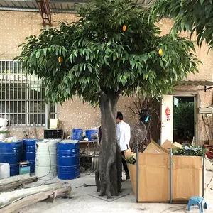 Factory Supply 4M 5M Anti-Uv Bladeren Artificia Fruit Grote Bomen Indoor Outdoor Decor Kunstmatige Mango Boom