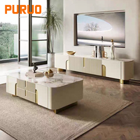 Meubles de maison de luxe PURUO table TV à cadre en métal armoire MDF rangement pierre frittée haut salon supports de télévision