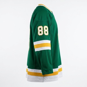 Nueva Camiseta de Hockey sobre Hielo para Hombre de Alta Calidad, Verde, Blanca y Dorada, Cuello en V, Manga Larga, Sublimada, Absorbe la Humedad, Corte Regular, para Adultos - Product Image 3