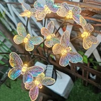 Lampes solaires LED à fibres optiques IP65 en forme de papillon pour l'extérieur, style européen, pour cour et pelouse