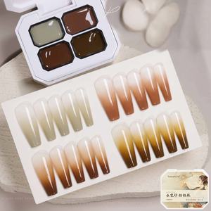 専用サテンホワイトUVジェルネイルアート4グリッド転写絵画新しいコンシーラーパッティングテクニックLEDデザイナー液体フランス語用 - Product Image 5