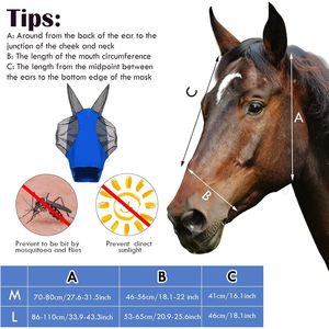 Máscaras Antimoscas para Caballos Frienda con Orejas, Protección UV, Elásticas y Transpirables para Caballos Adultos, 4 Piezas - Product Image 2
