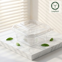 Boîte alimentaire carrée jetable en silicone transparent, type clamshell, pour salades, chips, sandwichs, sushis, pizzas, aliments pour animaux, pain