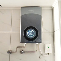 Chauffe-eau électrique instantané intelligent sans réservoir à écran tactile LED, design en aluminium, affichage en allemand et en anglais, pour hôtels