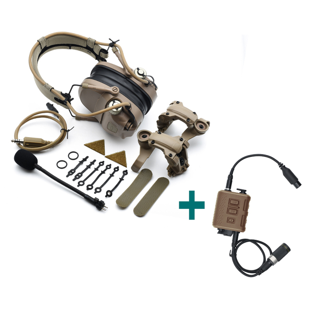 SANS Tactical FCS AMP Tactical Headphones V60 PTT Combo Tactical Communication Headset for Outdoor Use Aluminum Alloy Boxed