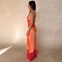 Robe de soirée élégante et sexy en dentelle diamantée, patchwork ajouré, bretelles spaghetti, longueur thé, silhouette crayon, séchage rapide, idéale pour l'été