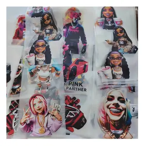 Etiquetas personalizadas Impresión de transferencia Hierro lavable en impresión de transferencia en camiseta Estilo hip hop pegatina de vinilo DTF pegatina