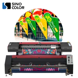 SinoColor 1.8m 6 ฟุต i3200 i1600 หัวพิมพ์ 2400dpi ธงหมึกระเหิดดิจิตอลโดยตรงสิ่งทอการพิมพ์เครื่อง