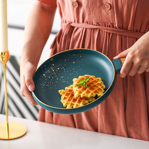 Piatto <span class=keywords><strong>di</strong></span> ceramica moderna <span class=keywords><strong>di</strong></span> lusso quadrato con manico in legno eco-friendly per feste con piatto <span class=keywords><strong>di</strong></span> bistecca - Product Image 5