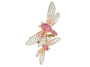 New beautiful dragonfly ring inlaid with zircon gold-plated/silver <b>large</b> ring ladies ring wholesale - Product Image 3