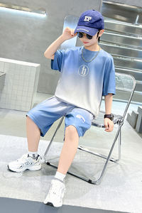 Trajes de <span class=keywords><strong>ropa</strong></span> para niños con estampado degradado para niños, camisetas y pantalones cortos, <span class=keywords><strong>ropa</strong></span> de verano de moda para <span class=keywords><strong>adolescentes</strong></span> - Product Image 5