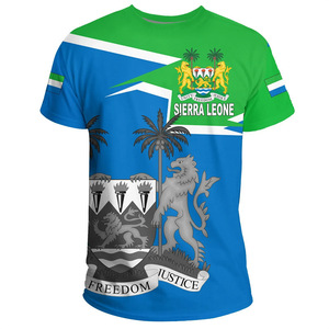 T-shirt drapeau Sierra Leone pour homme, manches courtes, 100% polyester, respirant, coupe classique, imprimé - Product Image 2
