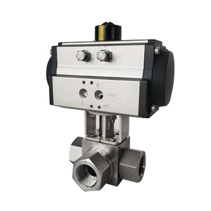 Válvula de Bola Neumática de Acero Inoxidable 304/316 Tipo T/L de Tres Vías con Rosca de Alta Presión PN320 OEM DN25 - Product Image 1