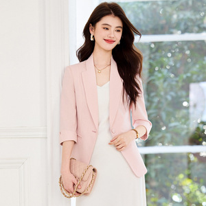Women's Summer Thin Blazer Three Quarter Sleeve Solid Color Breathable Lightweight Jacket For Casual Wear - Product Image 2