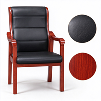 Chaise de conférence robuste avec structure en bois et revêtement en cuir PU, chaise de direction en gros pour salle de réunion