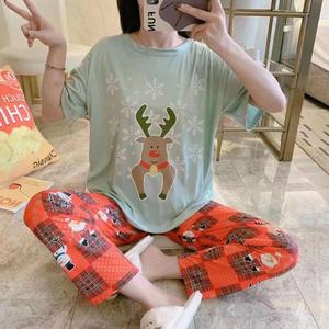Piyama Ropa De Dormir Mujer piyama De Navidad Manga Corta wanita Psj Set piyama Natal yang cocok keluarga - Product Image 2