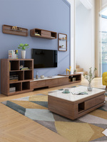 Meuble TV et Table Basse Rétractable en Pierre Frittée Style Nordique Minimaliste pour Salon