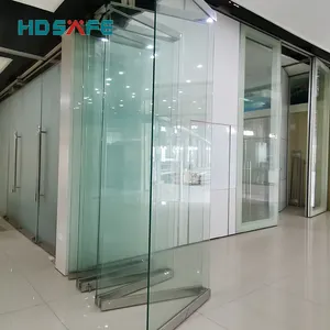 Hardware Door Folding System Door Fitting Stainless Steel Interior Frameless Glass Foshan Movable Partition Folding Door Prices